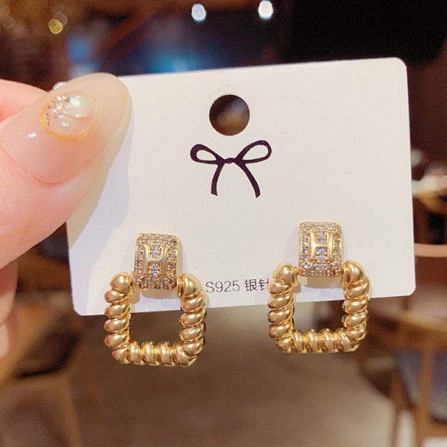 Exaggerated Rhinestone Shiny Circle Hoop Earrings Large Round Earrings