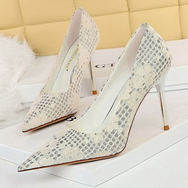 Fashion Women Pumps Sequin Cloth Pumps Women Shoes