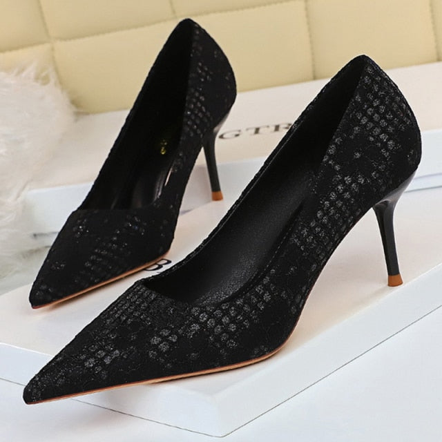 Fashion Women Pumps Sequin Cloth Pumps Women Shoes