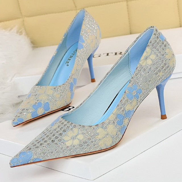 Fashion Women Pumps Sequin Cloth Pumps Women Shoes