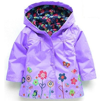 Flowers Girls Jackets Autumn Waterproof Kids Jacket
