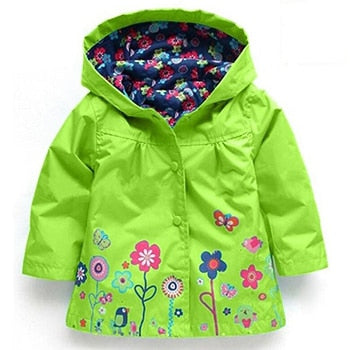 Flowers Girls Jackets Autumn Waterproof Kids Jacket