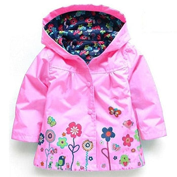 Flowers Girls Jackets Autumn Waterproof Kids Jacket