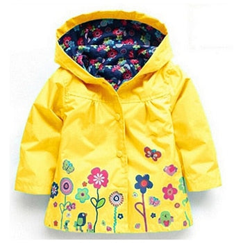 Flowers Girls Jackets Autumn Waterproof Kids Jacket