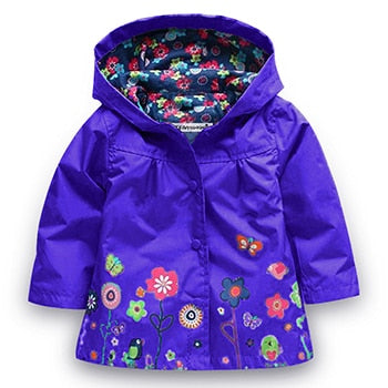 Flowers Girls Jackets Autumn Waterproof Kids Jacket