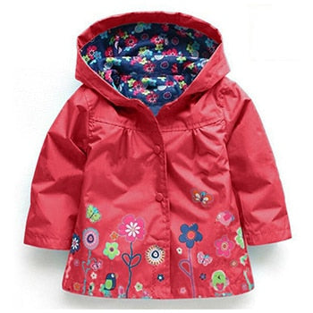 Flowers Girls Jackets Autumn Waterproof Kids Jacket