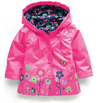 Flowers Girls Jackets Autumn Waterproof Kids Jacket