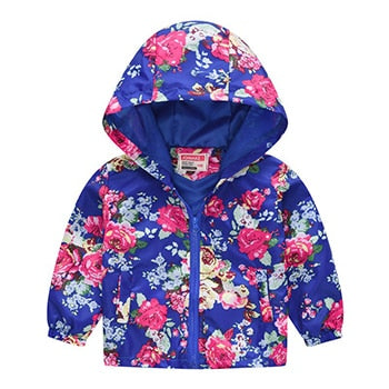 Flowers Girls Jackets Autumn Waterproof Kids Jacket