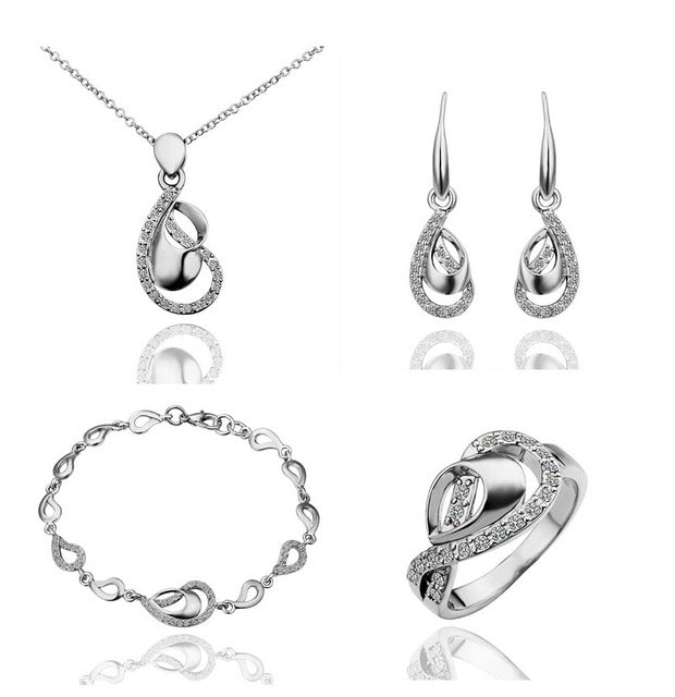 gold-color Necklace Bracelet Earring Ring Fashion Jewelry Set