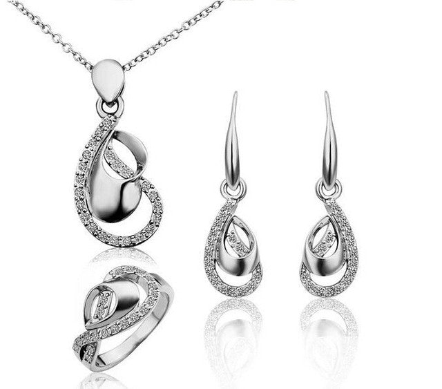 gold-color Necklace Bracelet Earring Ring Fashion Jewelry Set