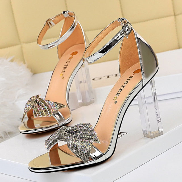 Rhinestone Bow Women Sandals Open Toe Sandals