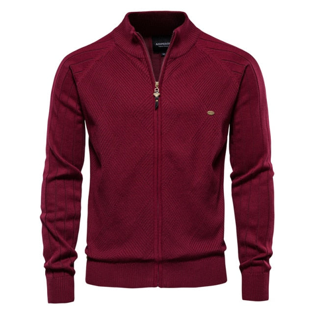 Cardigan Men Casual Quality Zipper Cotton Winter Mens Sweaters