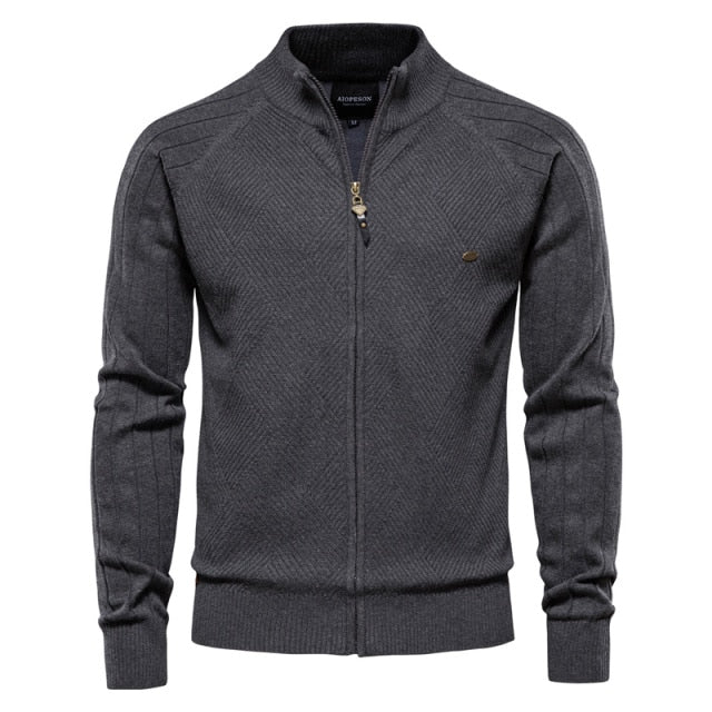 Cardigan Men Casual Quality Zipper Cotton Winter Mens Sweaters