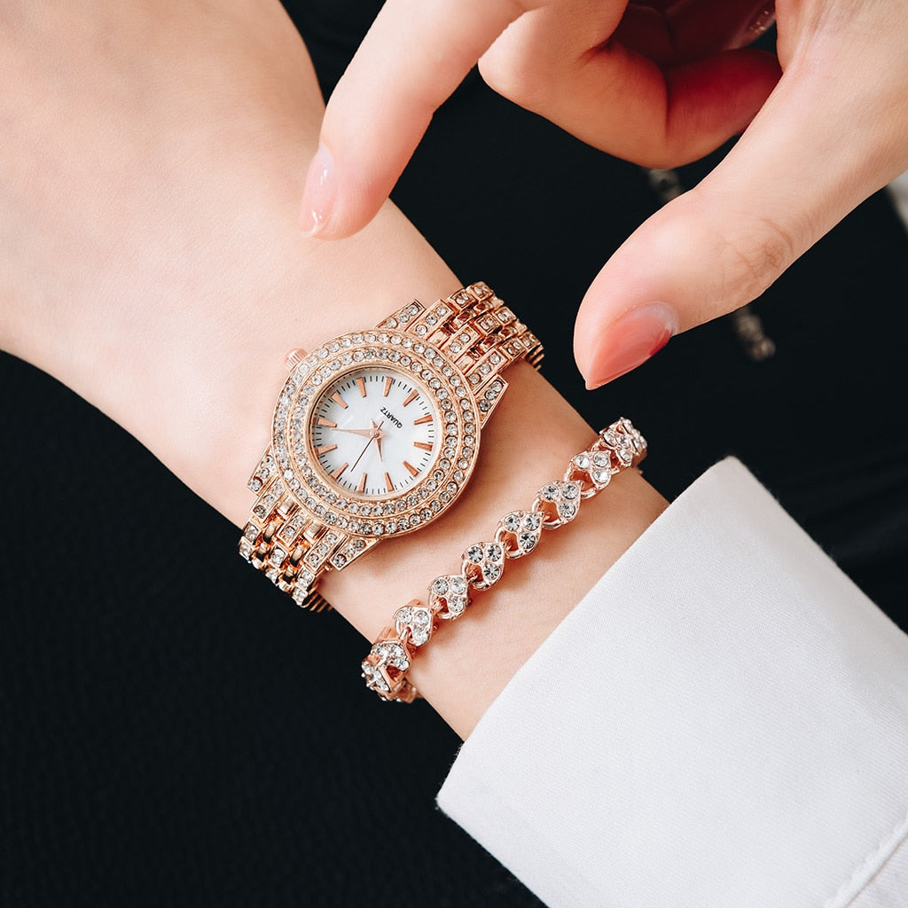 Women Rhinestone Quartz Bracelet Watches