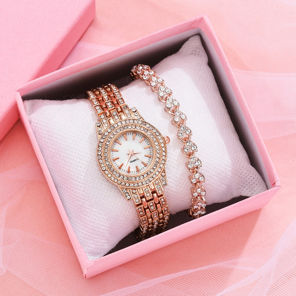 Women Rhinestone Quartz Bracelet Watches