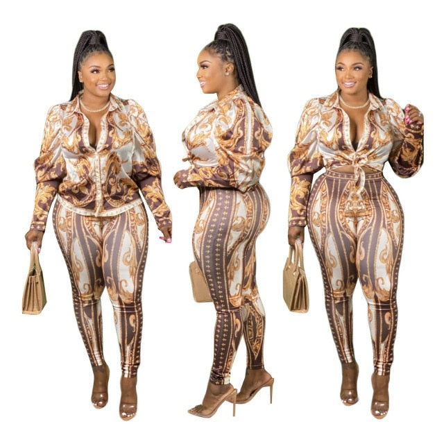 Print Plunge Jumpsuit Autumn Long Sleeve Rompers