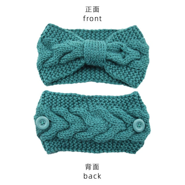 Cross Hairline Fashion Winter Warmer Ear Knitted Headband with buttons