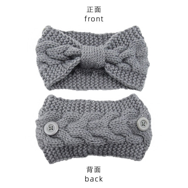 Cross Hairline Fashion Winter Warmer Ear Knitted Headband with buttons