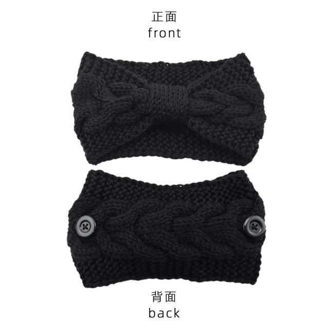 Cross Hairline Fashion Winter Warmer Ear Knitted Headband with buttons