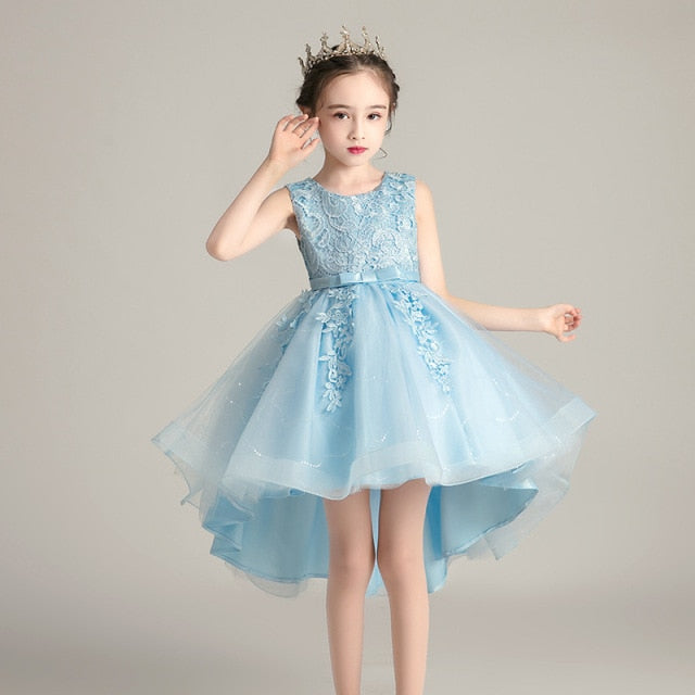 Girl Dress Kids Formal Wear Wedding Party Dress With Bow