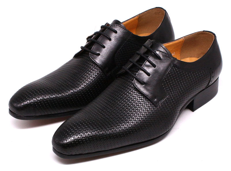 Italian Formal Derby Shoes Lace Up Net Print Suit Shoes