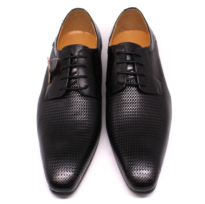 Italian Formal Derby Shoes Lace Up Net Print Suit Shoes