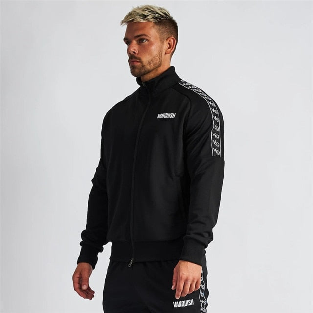 Streetwear Slim Men Trousers Embroidered Fitness Sports Suit