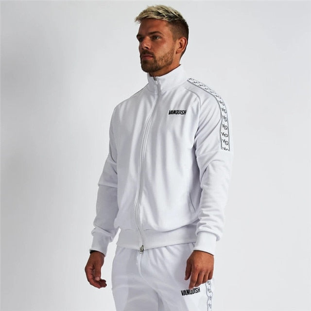 Streetwear Slim Men Trousers Embroidered Fitness Sports Suit
