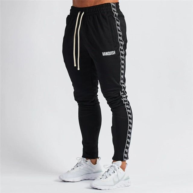 Streetwear Slim Men Trousers Embroidered Fitness Sports Suit