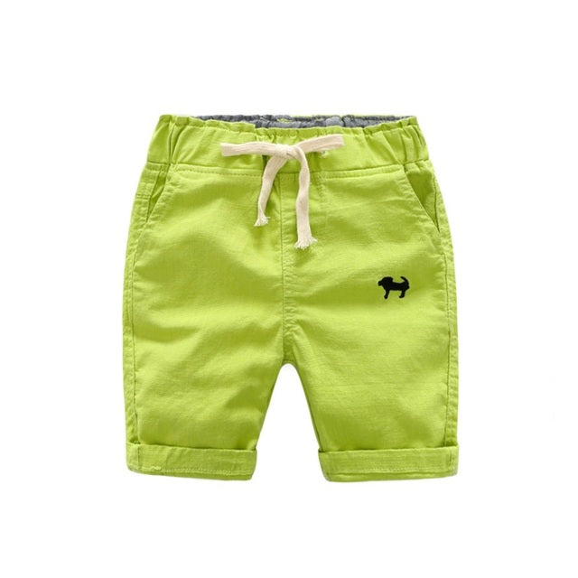 Children Cotton Elastic Waist Pants Toddler Kids Knee Length Pants