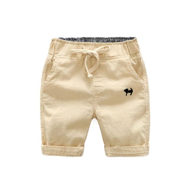 Children Cotton Elastic Waist Pants Toddler Kids Knee Length Pants