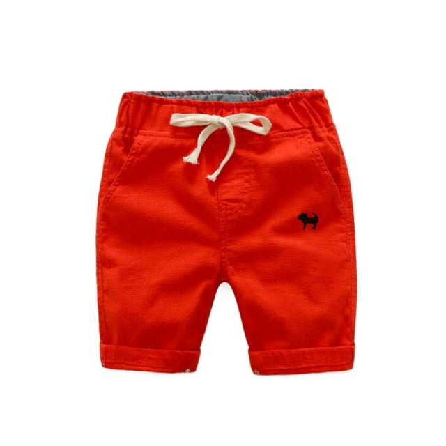 Children Cotton Elastic Waist Pants Toddler Kids Knee Length Pants