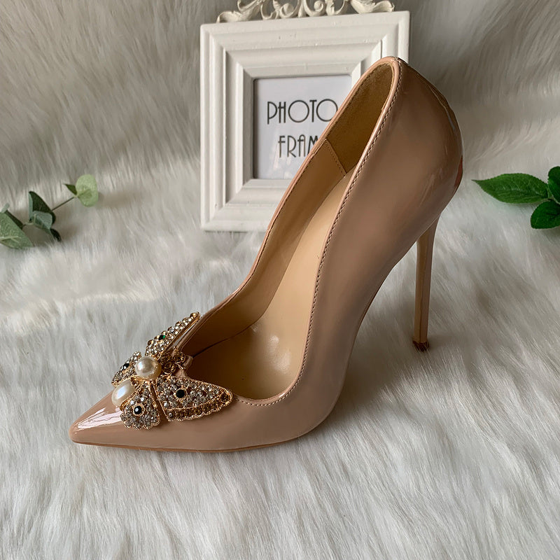 Glitter Bow Women Satin Pointy Toe High Heels Shoes Gorgeous