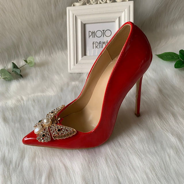 Glitter Bow Women Satin Pointy Toe High Heels Shoes Gorgeous
