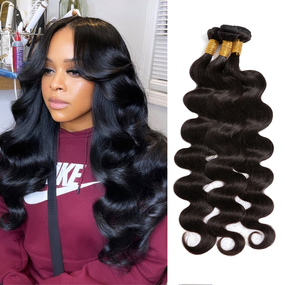 Body Wave Bundles Human Hair Brazilian Natural Black Hair Weave 1/3/4 PCS Remy bundles