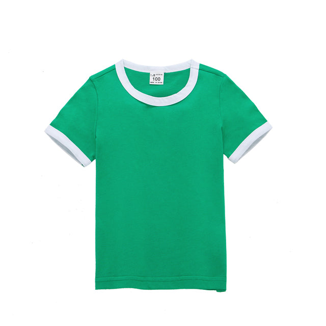Cotton Casual Tshirt Kids Fashion Spell Color Tops Children Clothes
