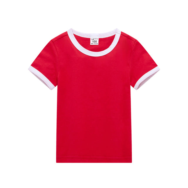 Cotton Casual Tshirt Kids Fashion Spell Color Tops Children Clothes