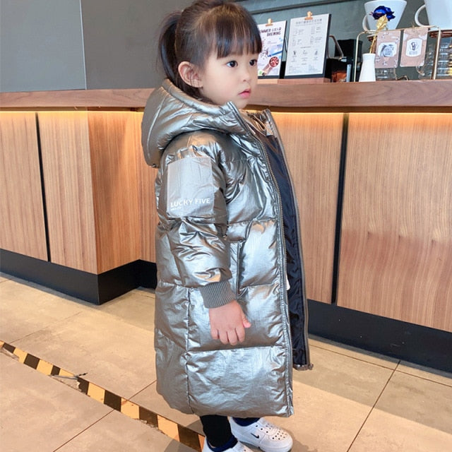 Fashion Winter White Duck Down X-Long Child Coat