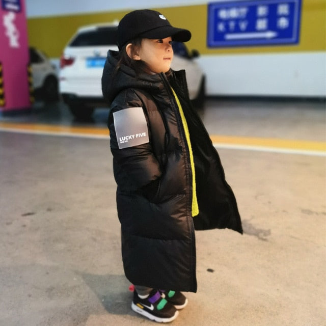 Fashion Winter White Duck Down X-Long Child Coat