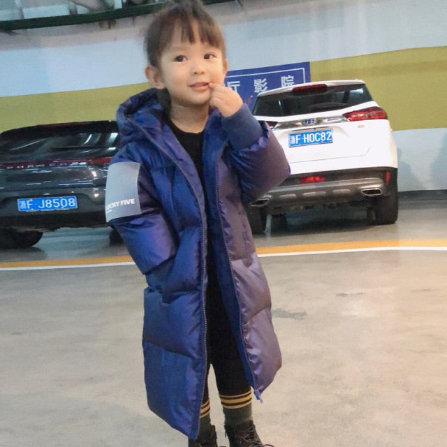 Fashion Winter White Duck Down X-Long Child Coat