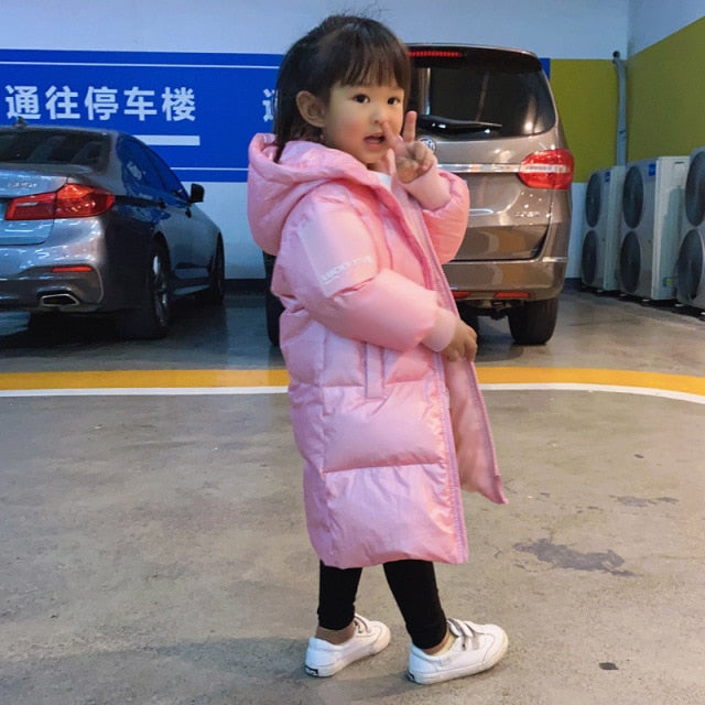 Fashion Winter White Duck Down X-Long Child Coat