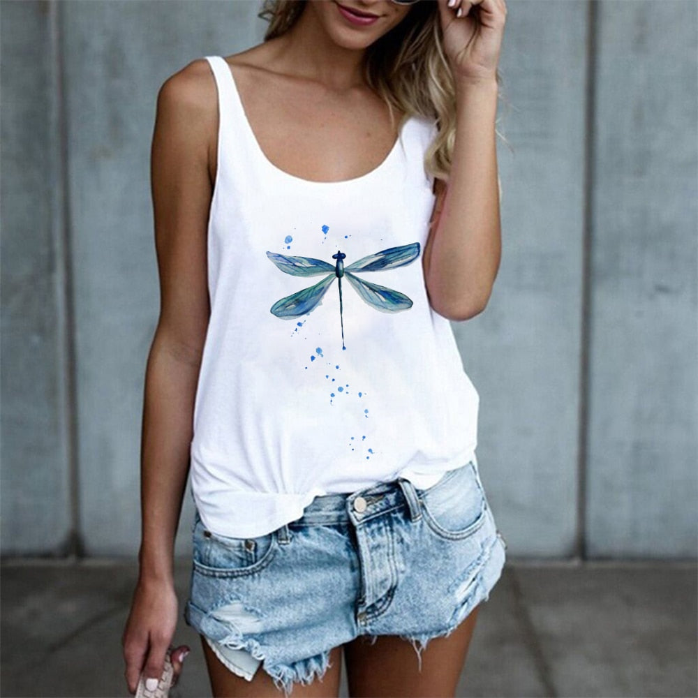 Women Tank Tops Summer O-neck Sleeveless Casual Tee Shirt
