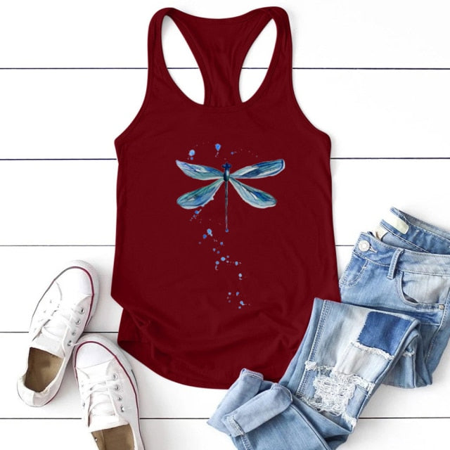 Women Tank Tops Summer O-neck Sleeveless Casual Tee Shirt