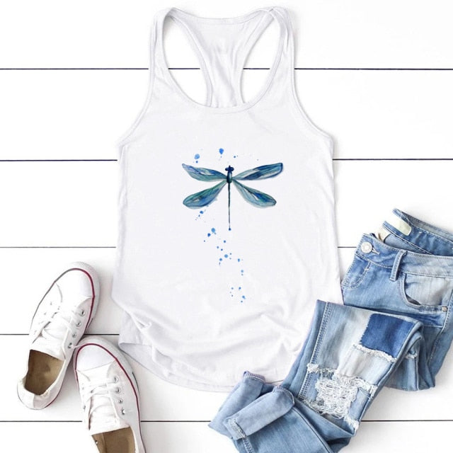 Women Tank Tops Summer O-neck Sleeveless Casual Tee Shirt