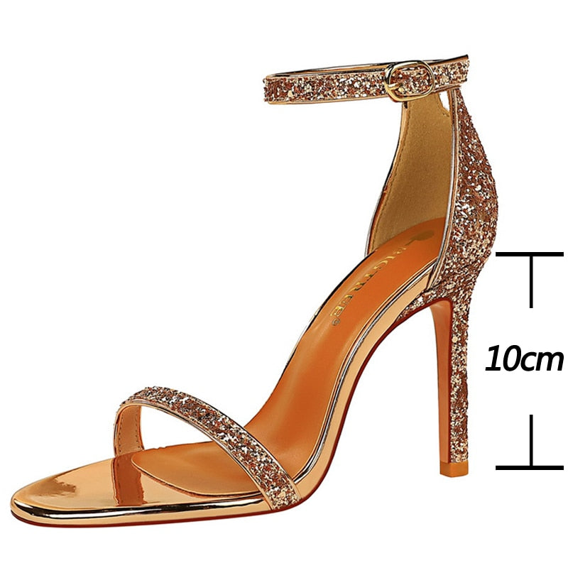 Women Pumps Sparkle Sequins Heels 10 Cm Party Shoes
