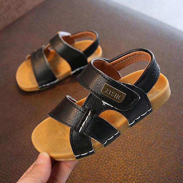 Kids Toddler Soft Anti-slip Beach Sandals Baby PU Leather Casual Flat Sandals