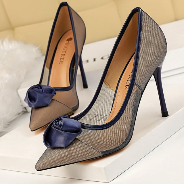 Woman Pumps Mesh Hollow High Heels Sexy Party Shoes