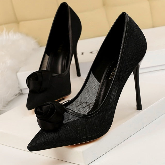 Woman Pumps Mesh Hollow High Heels Sexy Party Shoes