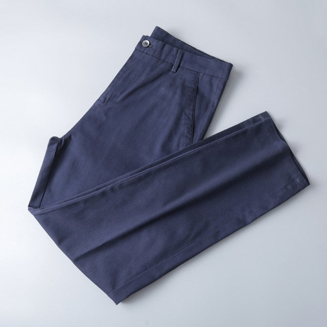 Casual Pants Classic Solid Color Stretch Straight-Leg Trousers