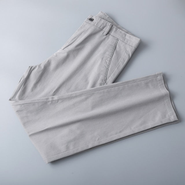 Casual Pants Classic Solid Color Stretch Straight-Leg Trousers